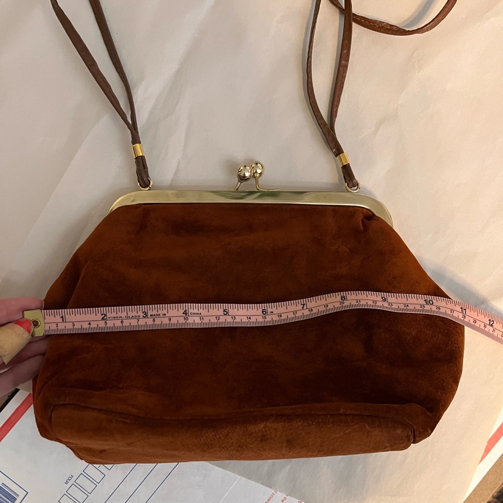 Kisslock purse Daniela sweet rust orange Italian crossbody clutch bag - Picture 8 of 16